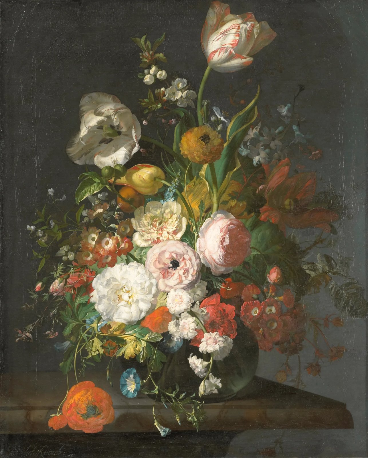 Reprodução fine art de Still Life with Flowers in a Glass Vase, de Rachel Ruysch